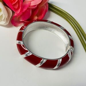Premier Designs red and silver 1.5 inch bangle